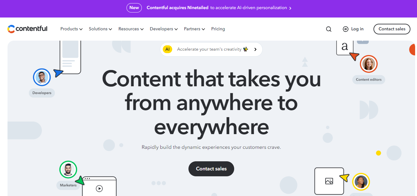 image of contentful homepage