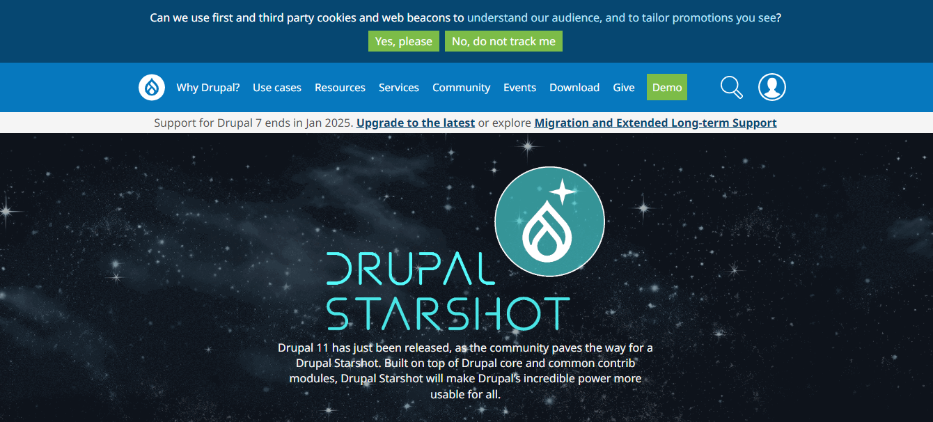 image of drupal homepage