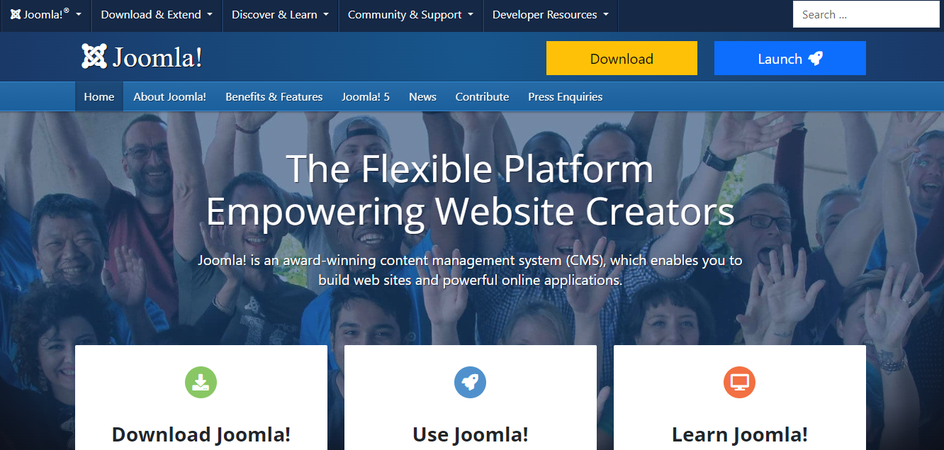 image of joomla homepage