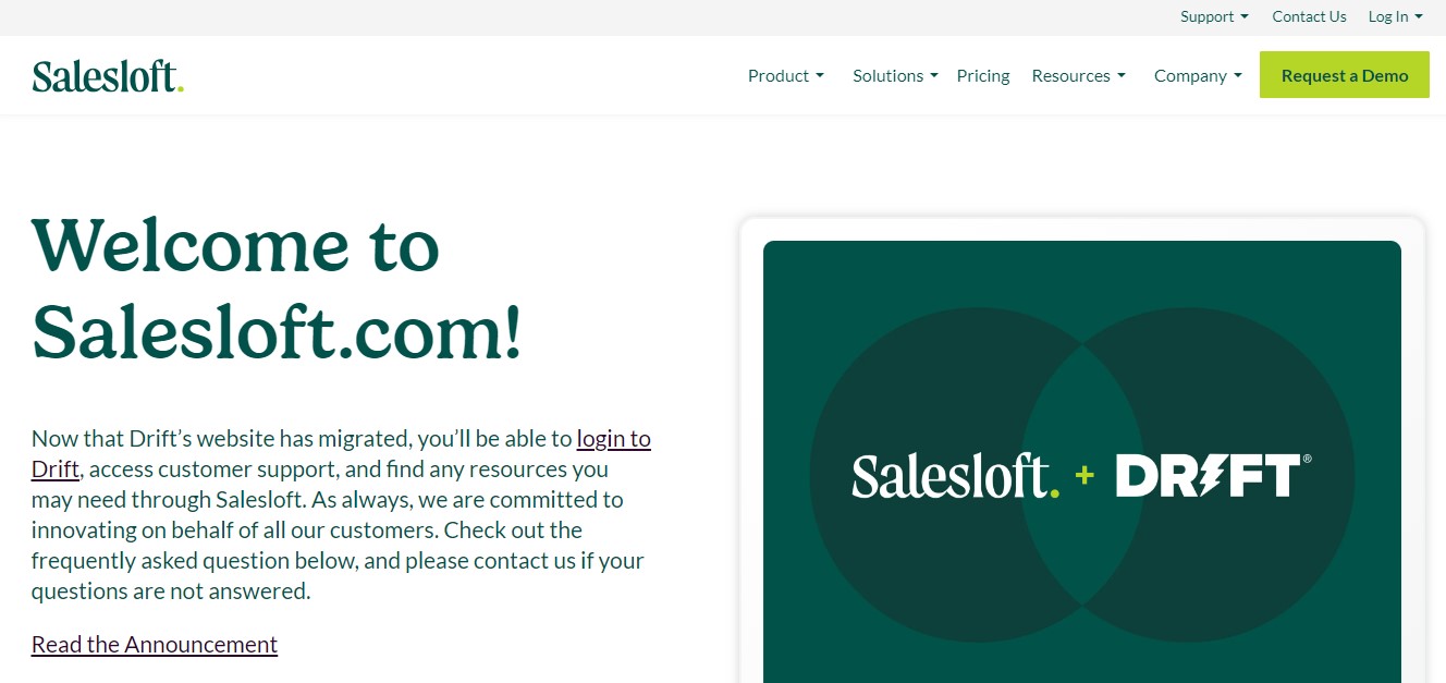 screenshot of salesoft’s homepage