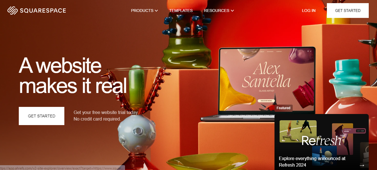 image of squarespace homepage