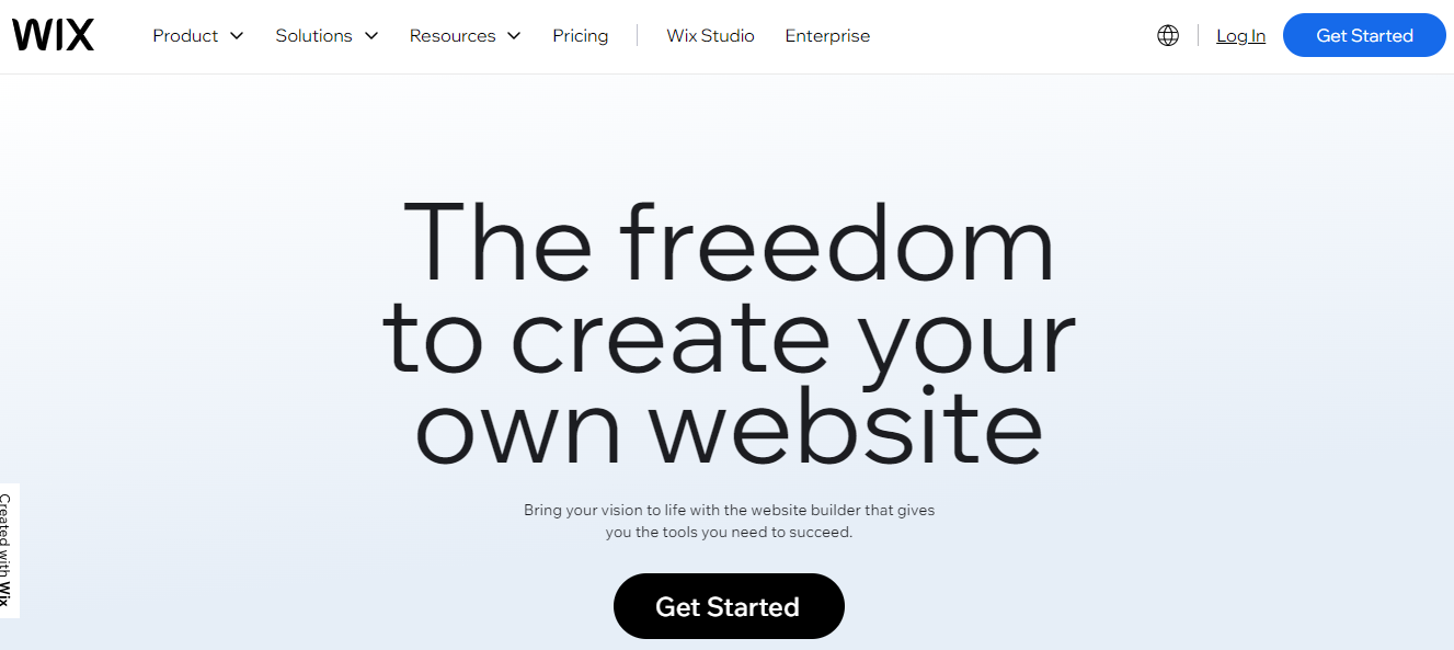 image of wix homepage